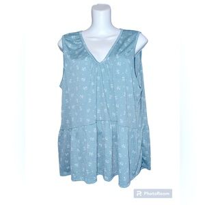 Lee Riders Green Floral Sleeveless Summer Top